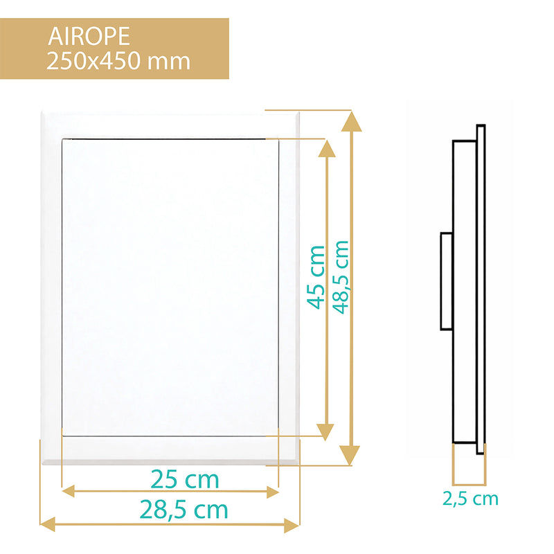 Trappe de Visite en Acier Blanc 250x450 mm, Fermeture à Loquet Sécurisé, Spéciale Plafond et Mur, Ouverture Gauche/Droite, Panneau d’Accès Compteur d’Eau, Baignoire, Tuyaux