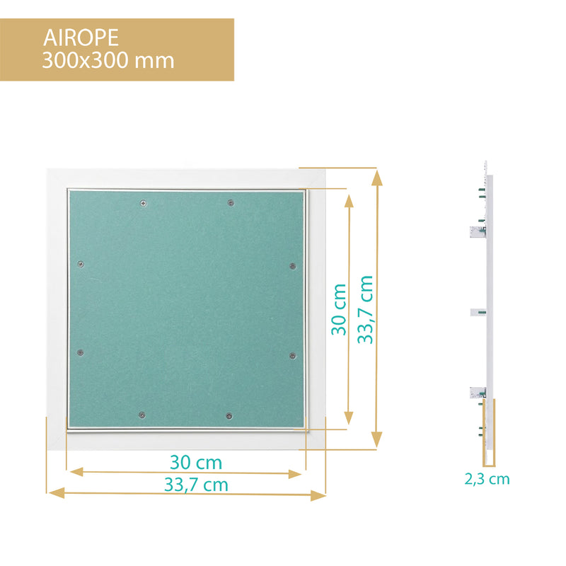 Trappe de Visite 300x300 mm en Aluminium – Plaque de Plâtre BA13 Hydrofuge 12,5 mm – Joint en Feutre Anti-Poussière – Porte Amovible – Panneau d’Accès Mur et Plafond – Fermeture par Pression