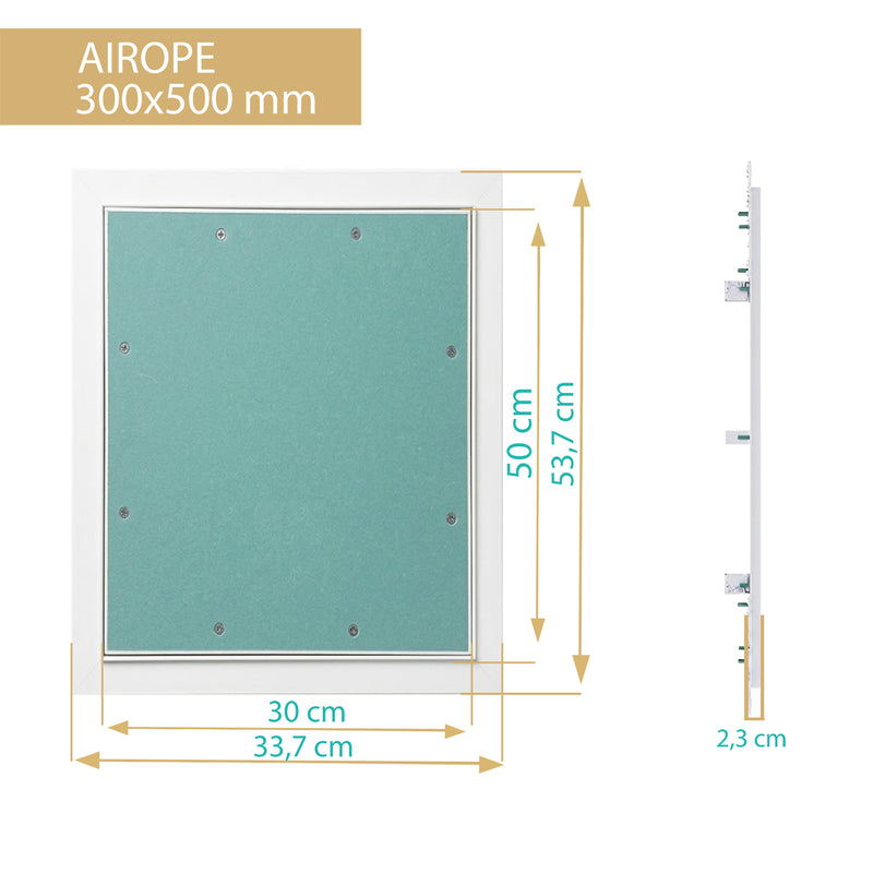 Trappe de Visite 300x500 mm en Aluminium – Plaque de Plâtre BA13 Hydrofuge 12,5 mm – Joint en Feutre Anti-Poussière – Porte Amovible – Panneau d’Accès Mur et Plafond – Fermeture par Pression