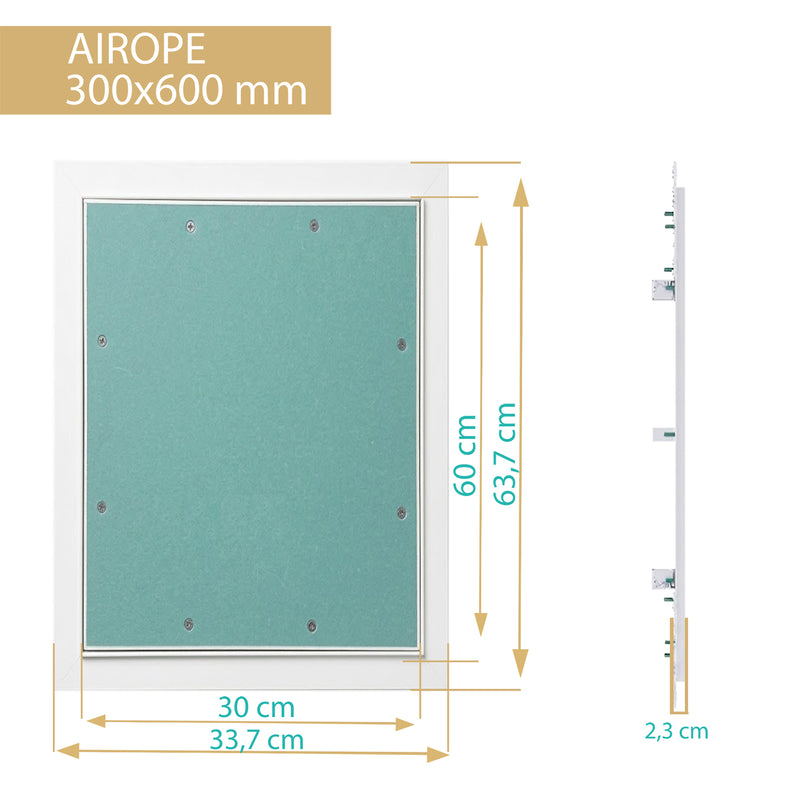 Trappe de Visite 300x600 mm en Aluminium – Plaque de Plâtre BA13 Hydrofuge 12,5 mm – Joint en Feutre Anti-Poussière – Porte Amovible – Panneau d’Accès Mur et Plafond – Fermeture par Pression