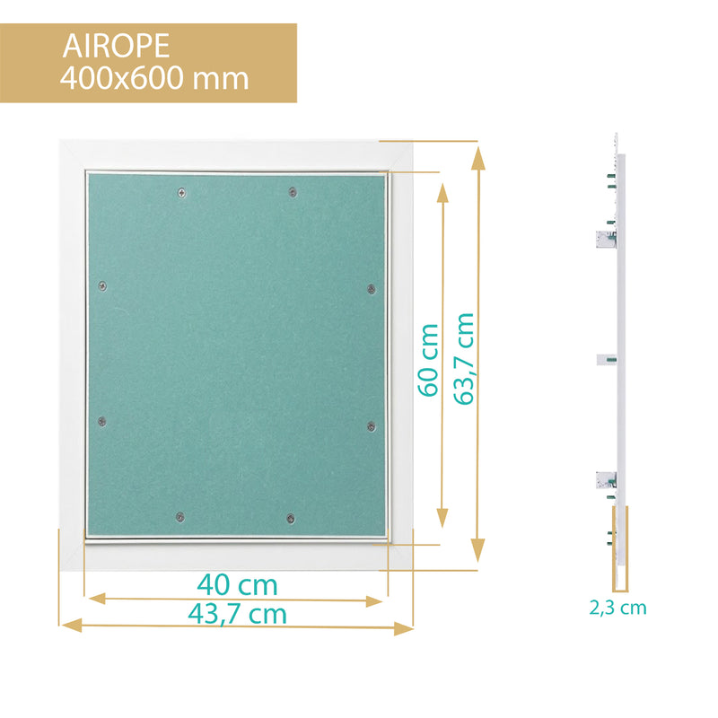 Trappe de Visite 400x600 mm en Aluminium – Plaque de Plâtre BA13 Hydrofuge 12,5 mm – Joint en Feutre Anti-Poussière – Porte Amovible – Panneau d’Accès Mur et Plafond – Fermeture par Pression