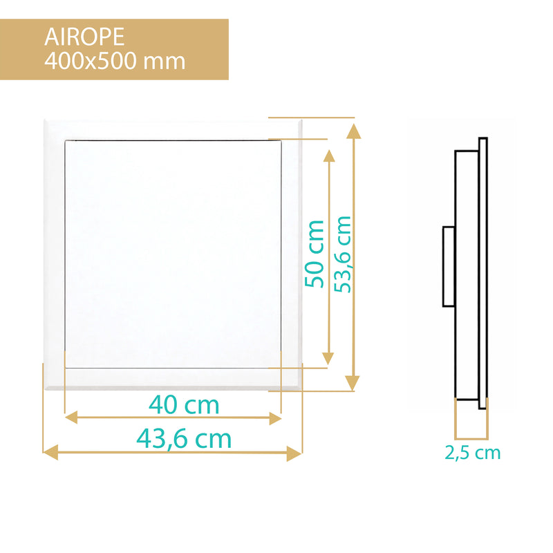 Trappe de Visite en Acier Blanc 400x500 mm, Fermeture à Loquet Sécurisé, Spéciale Plafond et Mur, Ouverture Gauche/Droite, Panneau d’Accès Compteur d’Eau, Baignoire, Tuyaux