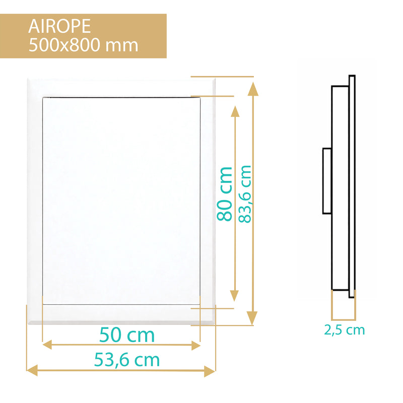 Trappe de Visite en Acier Blanc 500x800 mm, Fermeture à Loquet Sécurisé, Spéciale Plafond et Mur, Ouverture Gauche/Droite, Panneau d’Accès Compteur d’Eau, Baignoire, Tuyaux