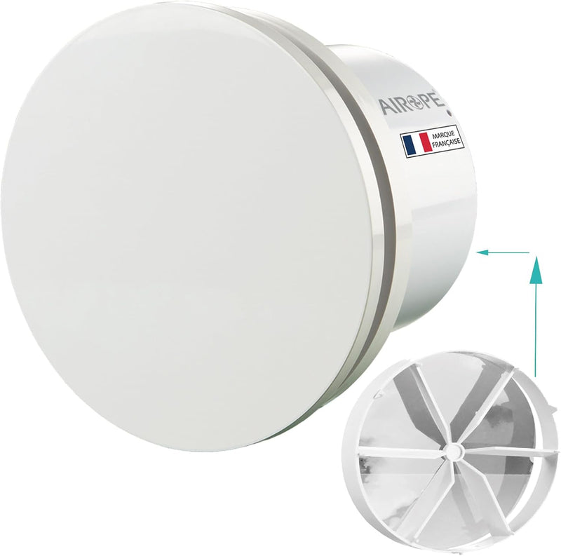 AIROPE-BRISE-C-100 mm VMC Air Extractor with Non-Return Valve, Low Energy Consumption, for Bathrooms, Kitchen, Office, Toilet, Silent, 5 Year Warranty