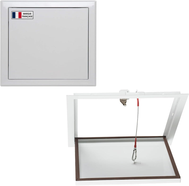 Trappe de Visite 400x400 mm en Acier,Fabriquée Uniquement pour le Plafond,avec Corde de Sécurité,Fermeture Magnétique Premium,Installation Sécurisée,Accès Facile aux Câbles,Équipements Cachés