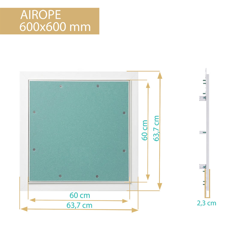 Trappe de Visite 600x600 mm en Aluminium – Plaque de Plâtre BA13 Hydrofuge 12,5 mm – Joint en Feutre Anti-Poussière – Porte Amovible – Panneau d’Accès Mur et Plafond – Fermeture par Pression