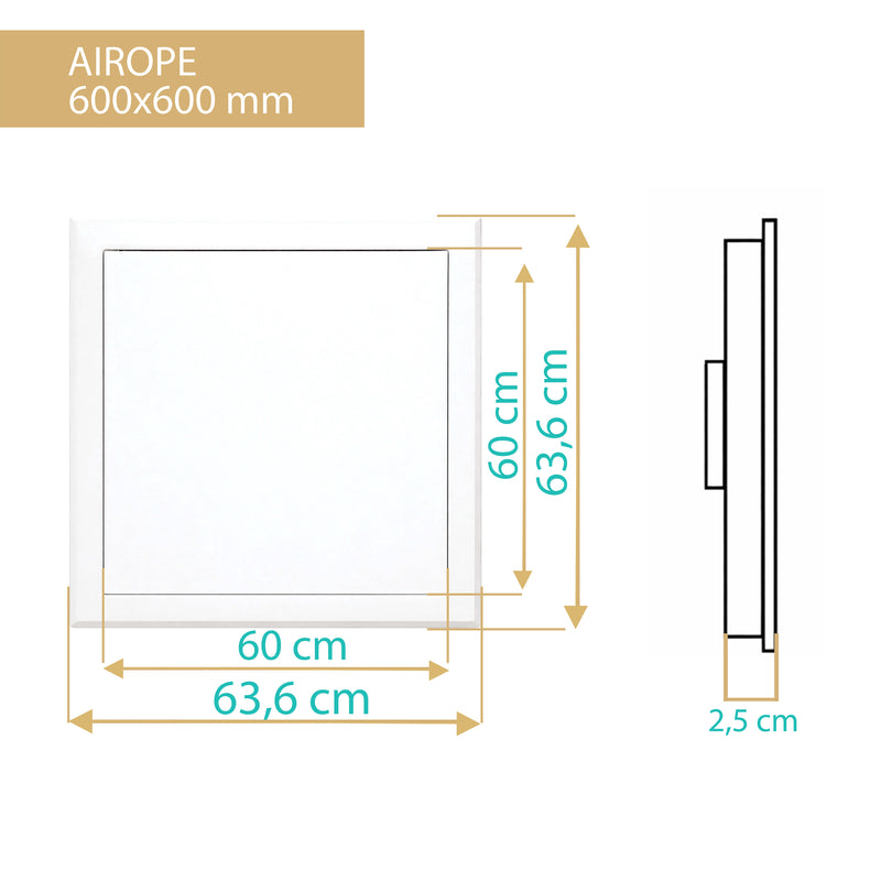 Revisionsklappe aus weißem Stahl 600x600 mm, mit sicherem Verschlussriegel, speziell für Decke und Wand, links/rechts öffnend, Zugangsklappe für Wasserzähler, Badewanne, Rohre