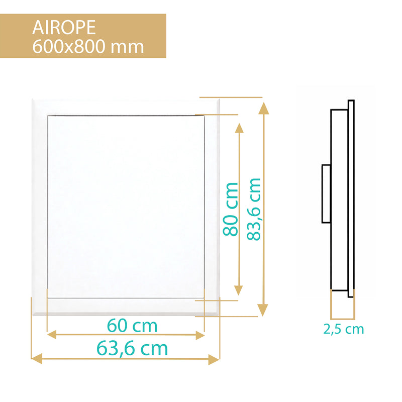 Trappe de Visite en Acier Blanc 600x800 mm, Fermeture à Loquet Sécurisé, Spéciale Plafond et Mur, Ouverture Gauche/Droite, Panneau d’Accès Compteur d’Eau, Baignoire, Tuyaux