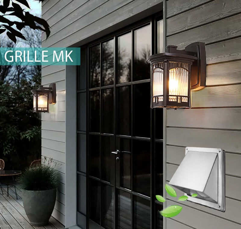 Stainless Steel Air Vent Grille 150 mm - Weatherproof with Check Valve - Perfect for Dryers, Hoods, Ventilations, Exhaust Ducts