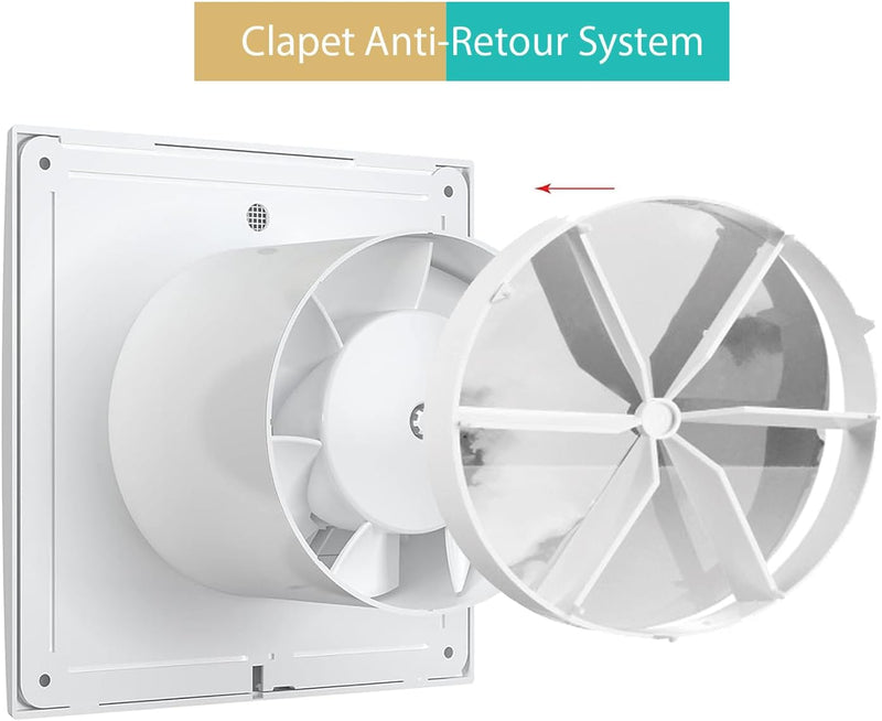 AC- 100 mm Fan, Air Extractor with Check Valve, VMC, Low Energy Consumption, for Bathroom, Kitchen, Office, Toilet, Silent, 5 Year Warranty