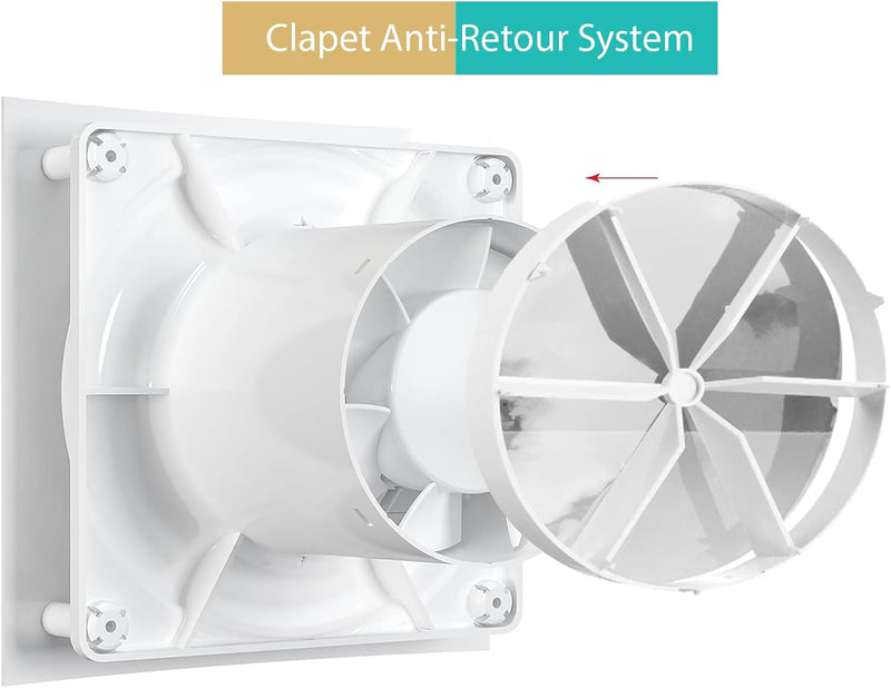 AB-C 100 mm Fan, VMC, Air Extractor with Non-Return Valve, Low Energy Consumption, for Bathroom, Kitchen, Office, Toilet, Silent, 5 Year Warranty