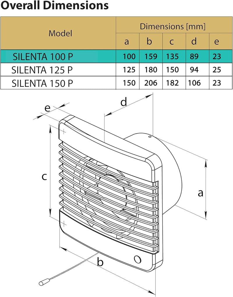 100 mm Ventilateur Extracteur d'Air VMC avec Interrupteur à Tirette, Clapet Anti-Retour + Moustiquaire, 7W, 26 dB, pour Salle de Bain, Cuisine, WC, Silencieux, Garantie 5 Ans