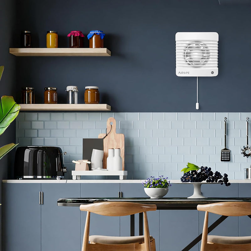 125 mm Ventilateur Extracteur d'Air VMC avec Interrupteur à Tirette, Clapet Anti-Retour + Moustiquaire, 9.1 W, pour Salle de Bain, Cuisine, WC, Silencieux, Garantie 5 Ans