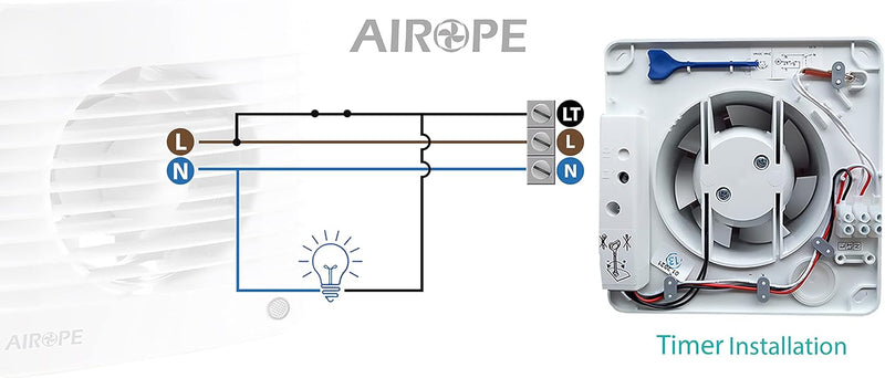 100 mm Timer, Fan, Extractor with Anti-Return Valve + Integrated Mosquito Net, 7 W, dB(A) 26.VMC for Bathroom, Kitchen, Office, Toilet, Silent, 5 Year Warranty AIROPE