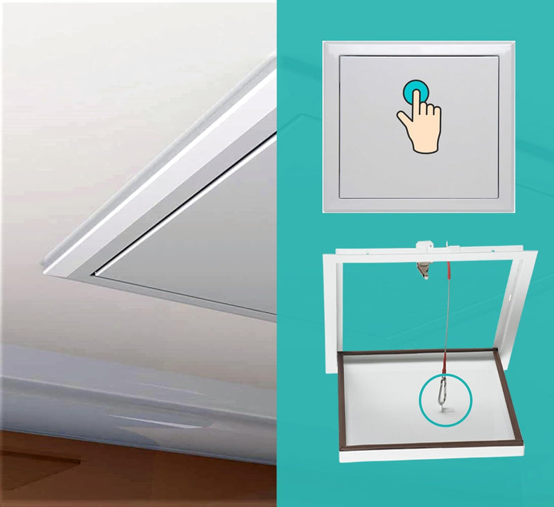 600 x 600 mm Steel Visit Hatch, Made Only for Ceiling, with Safety Rope, Premium Magnetic Closure, Secure Installation, Easy Access to Cables, Hidden Equipment