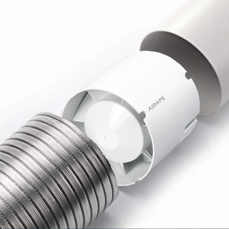 125 mm, silent air extractor, 190 m3/h, 16 W, in-line duct, axial gain, energy efficient, for bath, toilet, tent, greenhouse, kitchen, office, garage