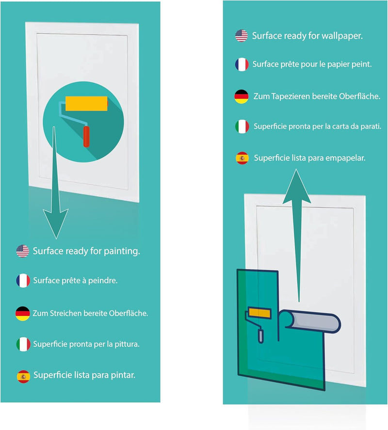 200 x 300 cm ABS Plastic Visit Hatch, Ready for Painting, Side Opening Left/Right, Ideal for Water Meter, Ceiling, Bathtub, Fuse Boxes, Conceals Wires and Pipes