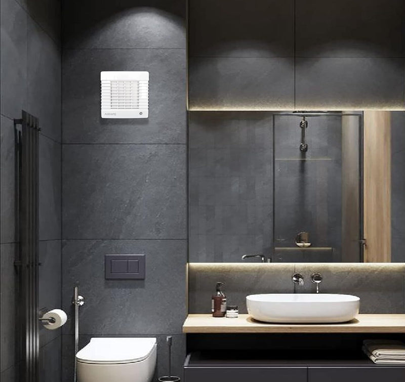 AS-100 mm Fan, Extractor, Automatic Shutter, VMC, for Bathroom, Kitchen, Toilet, Office, Silent, Low Consumption, Elegant Profile, 5 Year Warranty