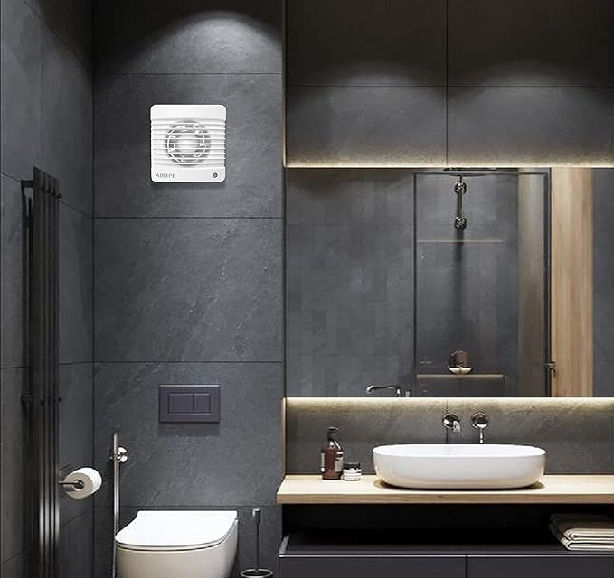 125 mm Fan, Extractor Fan with Check Valve + Integrated Mosquito Net, 9.1 W, dB(A) 31.VMC for Bathroom, Kitchen, Office, Toilet, Silent, 5 Year Warranty AIROPE