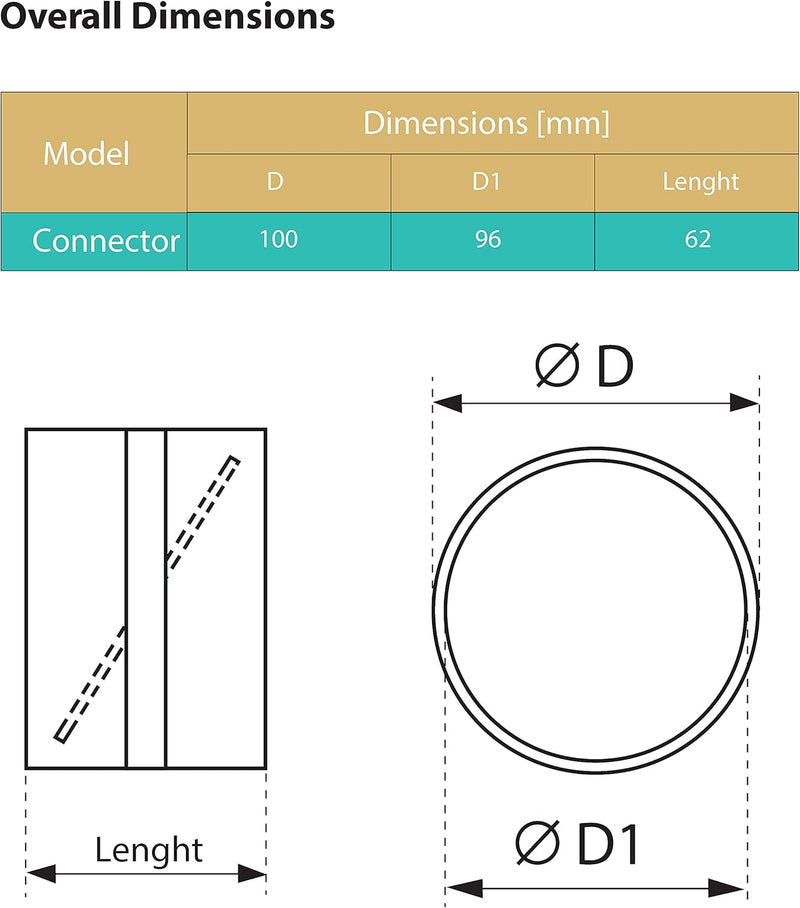 Raccord & Connecteur de Ø 100 mm avec Clapet Anti-Retour pour Tuyau de Ventilation Conduit Rond et Extracteur Système, Permet D'empêcher le Retour de Fluide en Circulation.Garantie 5 ANS