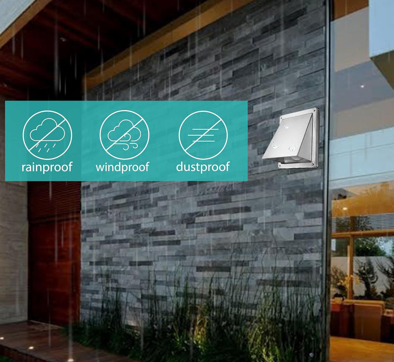 Stainless Steel Air Vent Grille 150 mm - Weatherproof with Check Valve - Perfect for Dryers, Hoods, Ventilations, Exhaust Ducts