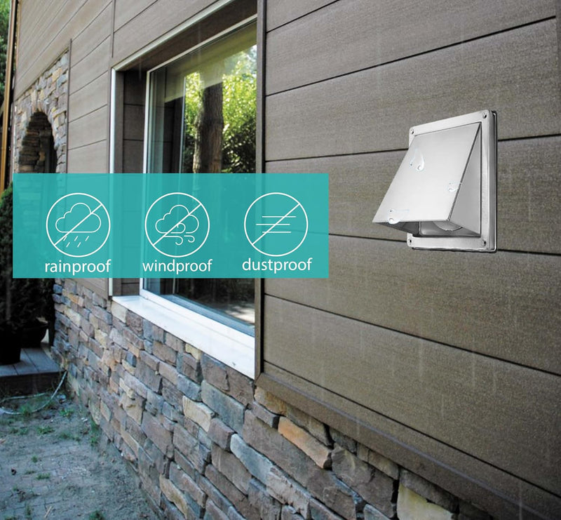 100mm Stainless Steel Air Vent Grille - Weatherproof with Check Valve - Perfect for Dryers, Hoods, Ventilations, Exhaust Ducts