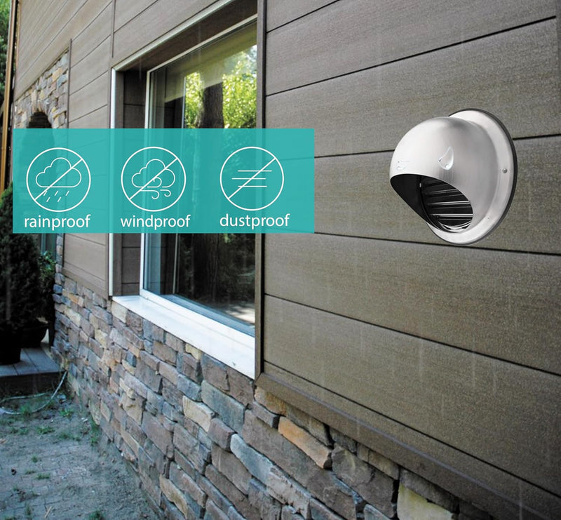 150mm Stainless Steel Vent Grille with Built-In Mosquito Net, Weather Resistant, Perfect for Extractor Hoods, Ventilation and Exhaust Ducts