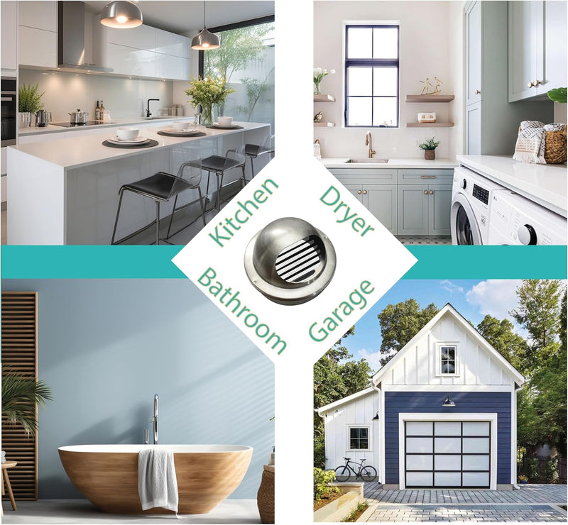 100mm Stainless Steel Air Vent Grille with Built-In Mosquito Net, Weather Resistant, Perfect for Extractor Hoods, Ventilation and Exhaust Ducts