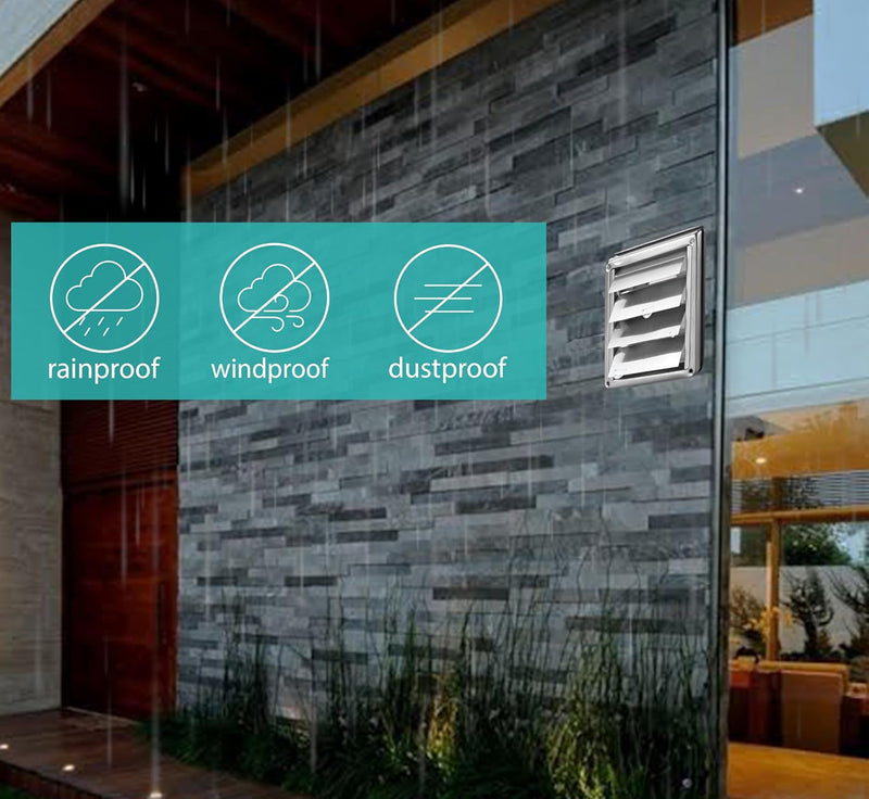 100mm Stainless Steel Air Vent Grille - Weather Resistant with Anti-Return Automatic Closing - Perfect for Dryers, Hoods, Ventilations, Exhaust Ducts