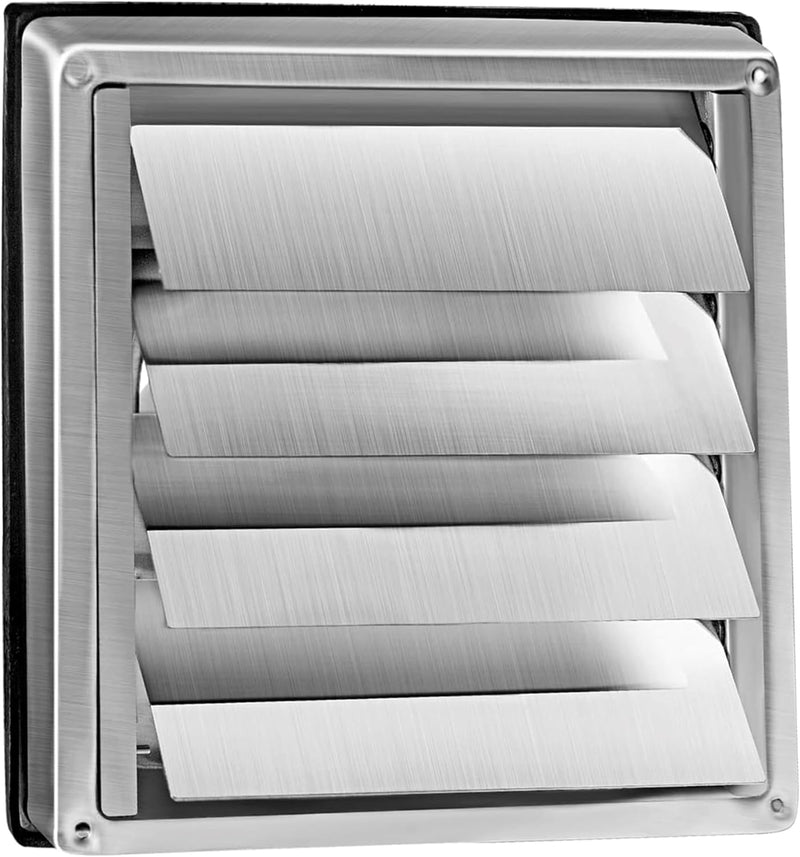 Stainless Steel Air Vent Grille 150 mm - Weather Resistant with Anti-Return Automatic Closing Shutters - Perfect for Dryers, Hoods, Ventilations, Exhaust Ducts