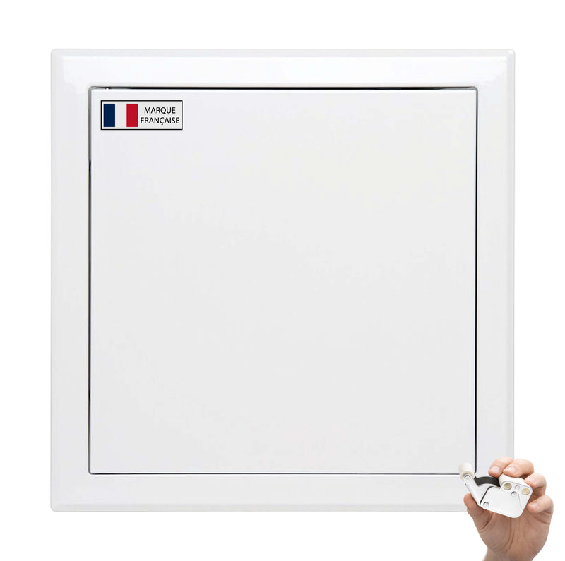 Revisionsklappe aus weißem Stahl 600x600 mm, mit sicherem Verschlussriegel, speziell für Decke und Wand, links/rechts öffnend, Zugangsklappe für Wasserzähler, Badewanne, Rohre