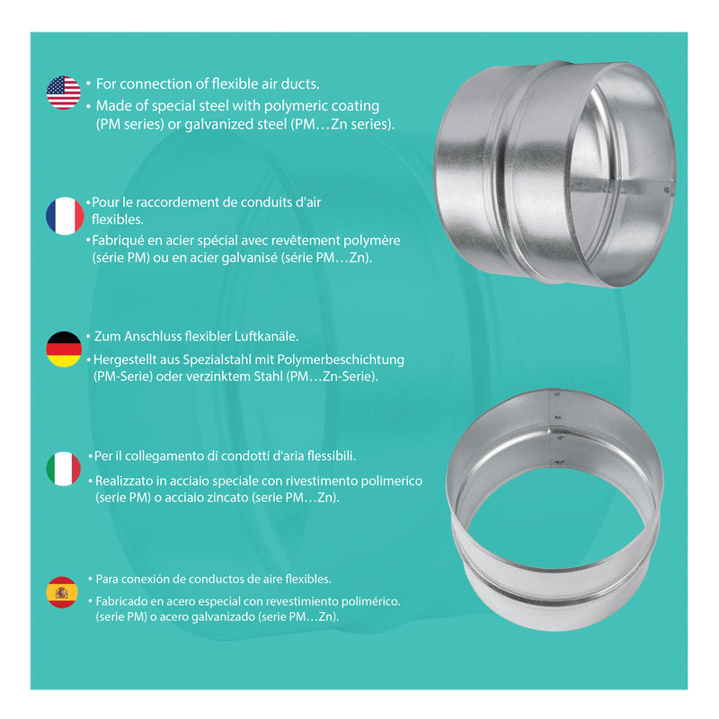 AS- 200 MM,Raccord, Réducteur de Conduit, Connecteur,Acier Galvanisé, Résistant Corrosion, Pour Ventilation, Chauffage, Drainage, Évacuation, Climatisation, Performances Durables