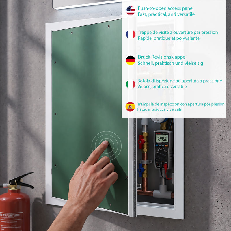 Trappe de Visite 200x200 mm en Aluminium – Plaque de Plâtre BA13 Hydrofuge 12,5 mm – Joint en Feutre Anti-Poussière – Porte Amovible – Panneau d’Accès Mur et Plafond – Fermeture par Pression