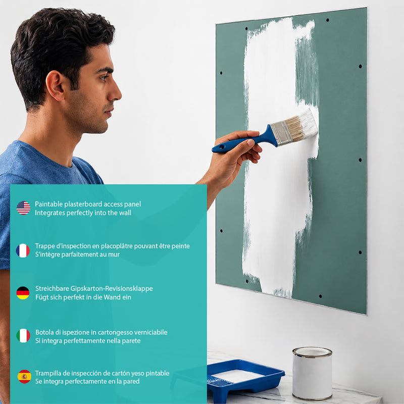 Trappe de Visite 400x400 mm en Aluminium – Plaque de Plâtre BA13 Hydrofuge 12,5 mm – Joint en Feutre Anti-Poussière – Porte Amovible – Panneau d’Accès Mur et Plafond – Fermeture par Pression