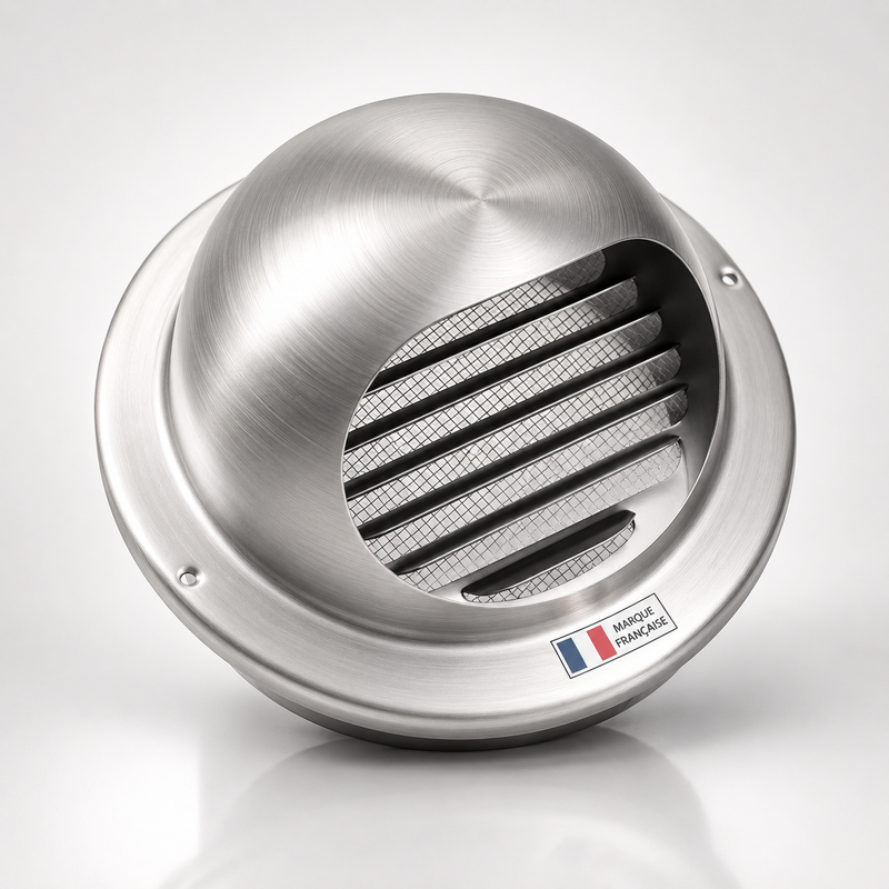 Grille d'Aération en Acier Inoxydable 150 mm avec Moustiquaire Intégrée, d'Évacuation d'Air,Résistante aux Intempéries,Parfaite pour Hottes d'Aspiration, Ventilations et Conduits d'Échappement