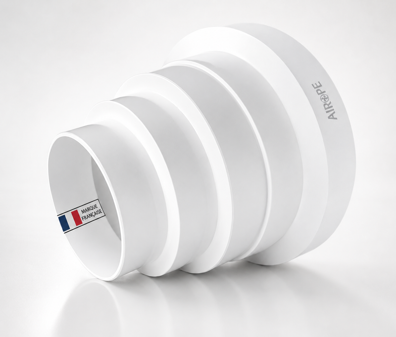 Raccord Réducteur Universel Ø 80-150 mm,Réglable pour Tuyau dans les Systèmes de Ventilation ;Evacuation d'air Climatiseur,Tuyau etc.Il Suffit Découper le Réducteur au Diamètre dont Vous avez Besoin.