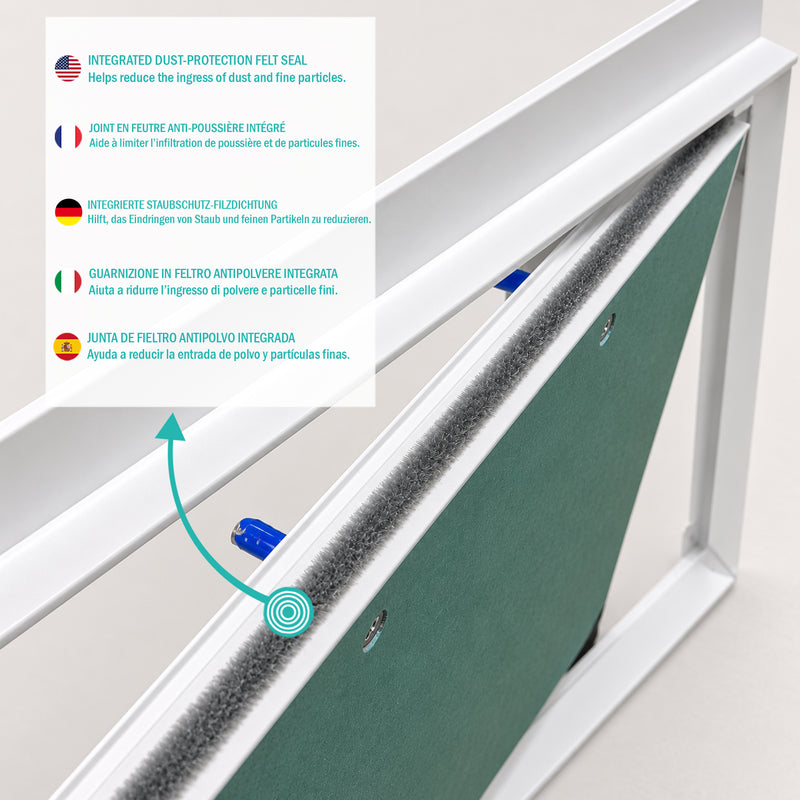 Trappe de Visite 500x500 mm en Aluminium – Plaque de Plâtre BA13 Hydrofuge 12,5 mm – Joint en Feutre Anti-Poussière – Porte Amovible – Panneau d’Accès Mur et Plafond – Fermeture par Pression